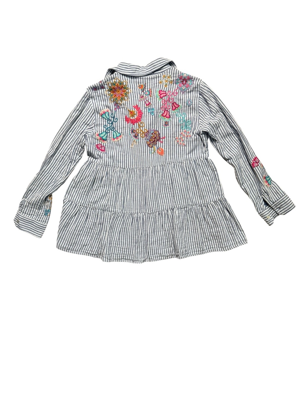 NWT Johnny Was Workshop Embroidered Stripe Tunic Top Small Boho Button Front - Picture 3 of 16